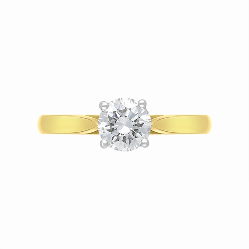 18ct Yellow Gold 0.90ct Diamond Round Brilliant Cut Solitaire Ring