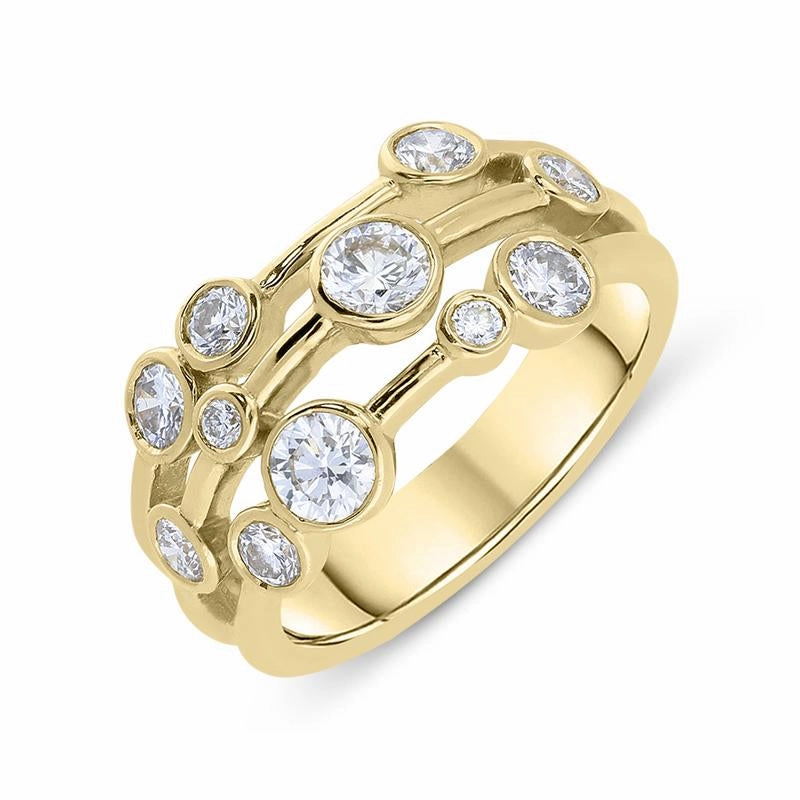 18ct Yellow Gold 0.96ct Diamond Bubble Dress Ring D
