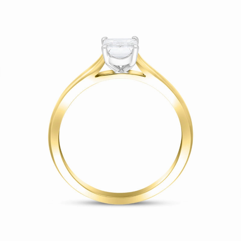 18ct Yellow Gold 1.00ct Diamond Emerald Cut Solitaire Ring