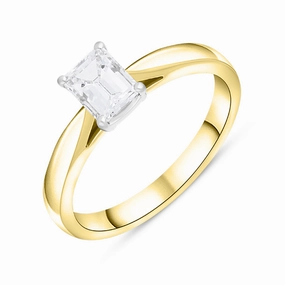 18ct Yellow Gold 1.00ct Diamond Emerald Cut Solitaire Ring