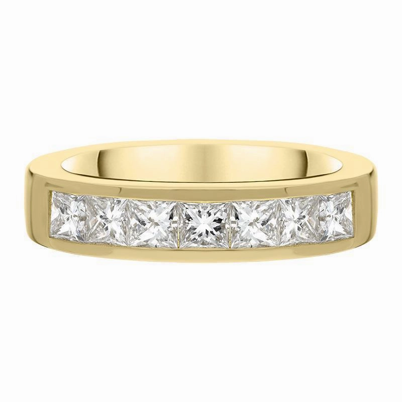 18ct Yellow Gold 1.01ct Diamond Princess Cut Wedding Half Eternity Ring