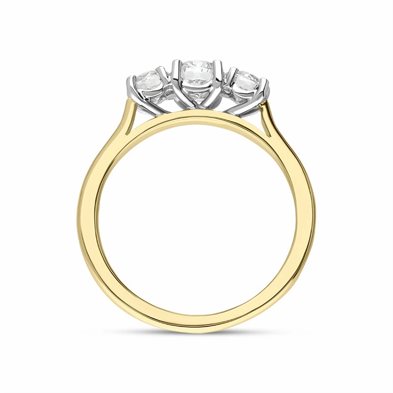 18ct Yellow Gold 1.03ct Diamond Trilogy Ring