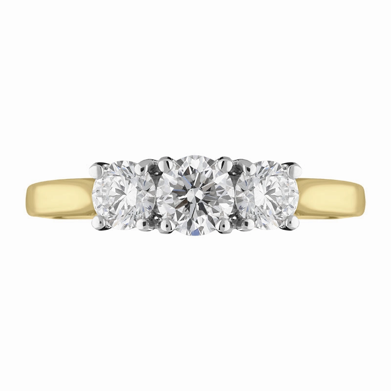 18ct Yellow Gold 1.03ct Diamond Trilogy Ring
