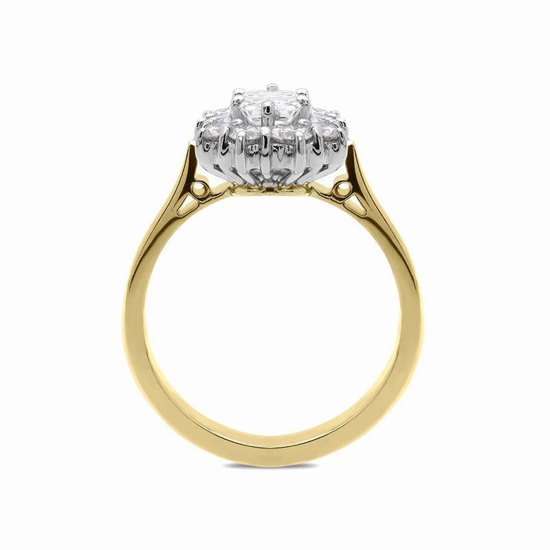 18ct Yellow Gold 1.06ct Diamond Baguette Cut Cluster Ring