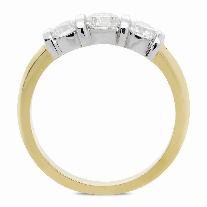 18ct Yellow Gold 1.18ct Diamond Trilogy Bar Set Ring