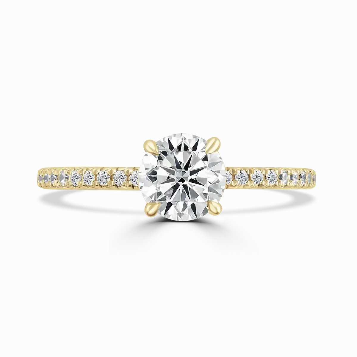 18ct Yellow Gold 1.5ct Round Brilliant Cut Laboratory Grown Diamond Solitaire With Diamond Shoulders