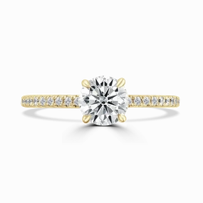 18ct Yellow Gold 1.5ct Round Brilliant Cut Laboratory Grown Diamond Solitaire With Diamond Shoulders