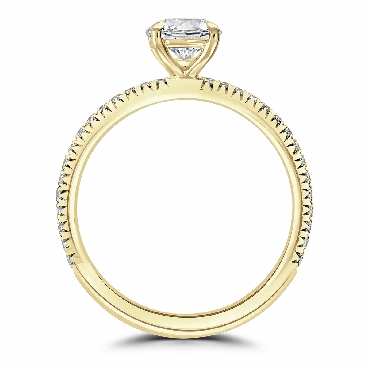 18ct Yellow Gold 1.5ct Round Brilliant Cut Laboratory Grown Diamond Solitaire With Diamond Shoulders