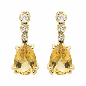 18ct Yellow Gold 2.34ct Citrine Diamond Pear Drop Earrings