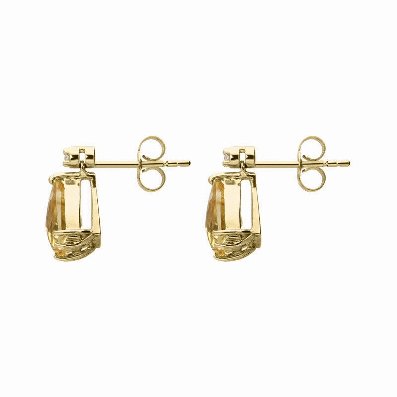 18ct Yellow Gold 2.42ct Citrine Diamond Pear Drop Earrings