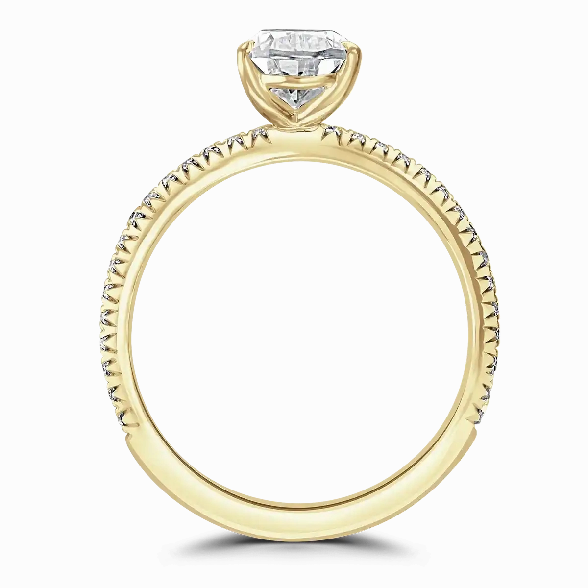 18ct Yellow Gold 2ct Pear Cut Laboratory Grown Diamond Solitaire With Diamond Shoulders
