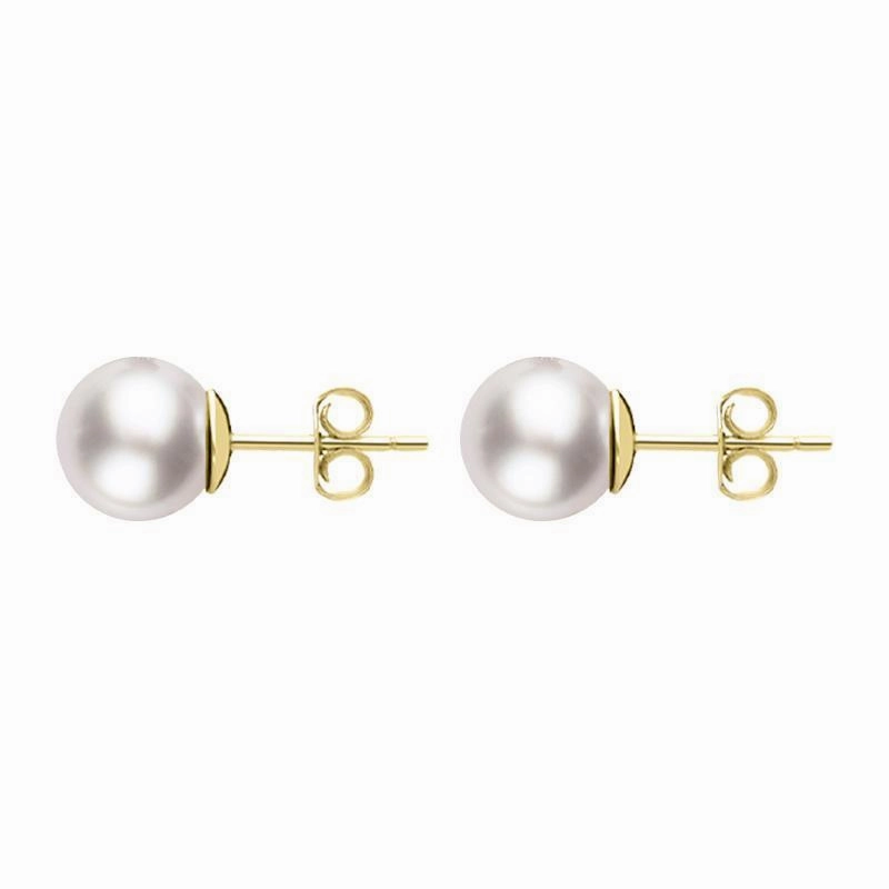 18ct Yellow Gold 6mm White Pearl Stud Earrings