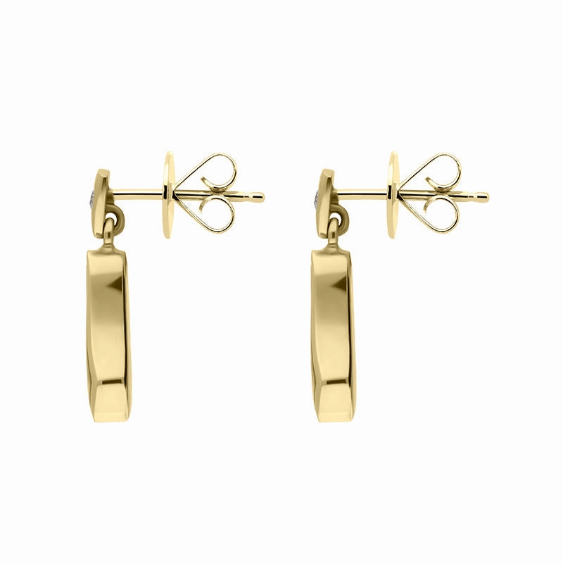 18ct Yellow Gold Blue John 0.06ct Diamond Tapered Drop Earrings D