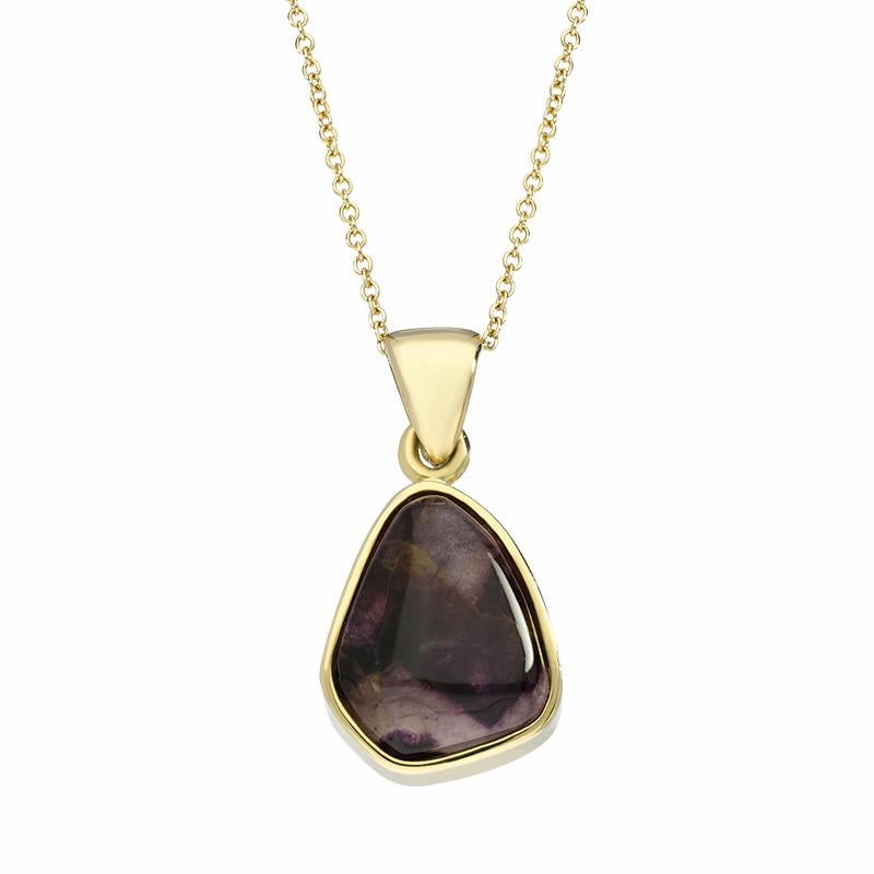 18ct Yellow Gold Blue John Abstract Pear Necklace