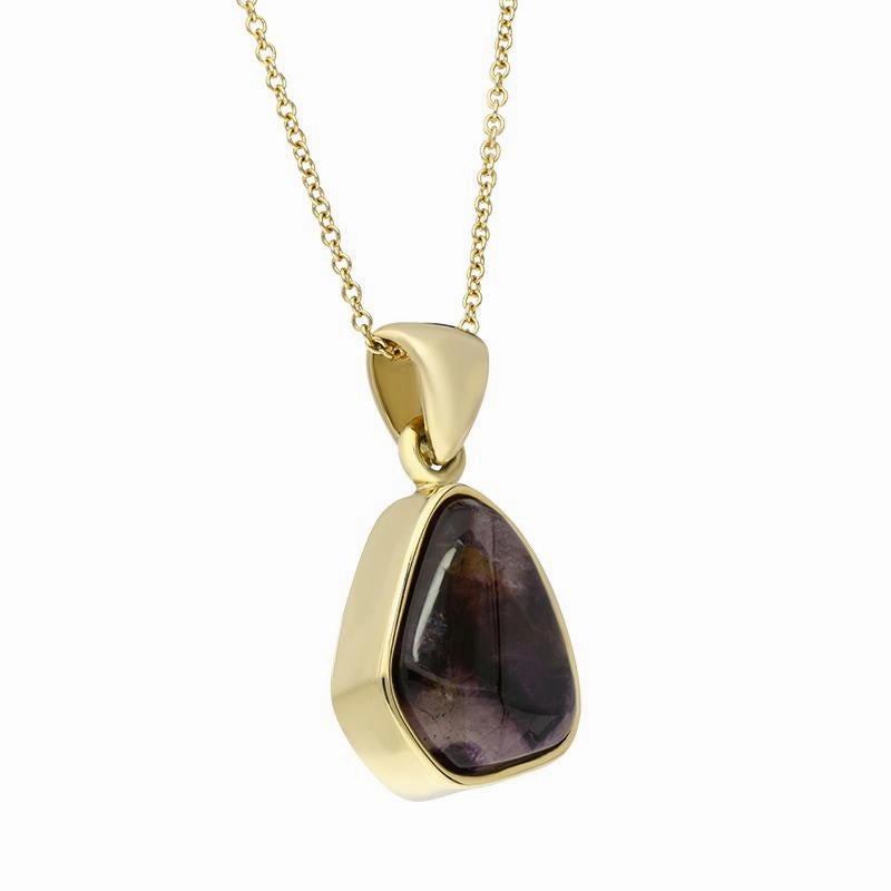 18ct Yellow Gold Blue John Abstract Pear Necklace