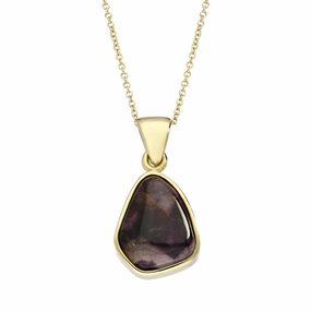 18ct Yellow Gold Blue John Abstract Pear Necklace