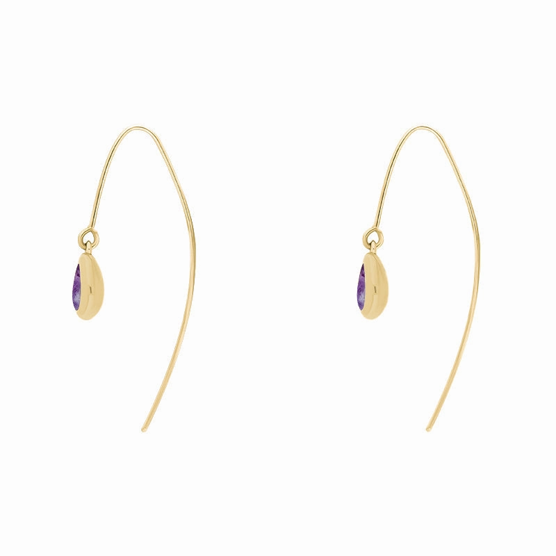 18ct Yellow Gold Blue John Cross Disc Drop Earrings