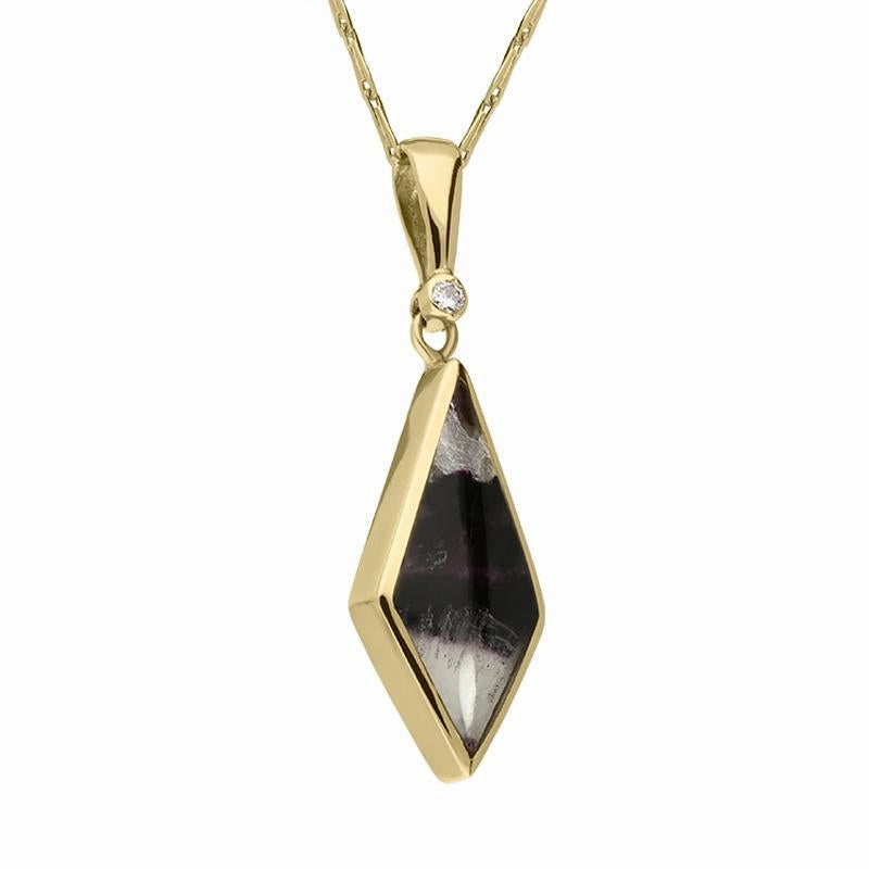 18ct Yellow Gold Blue John Diamond Shaped Necklace