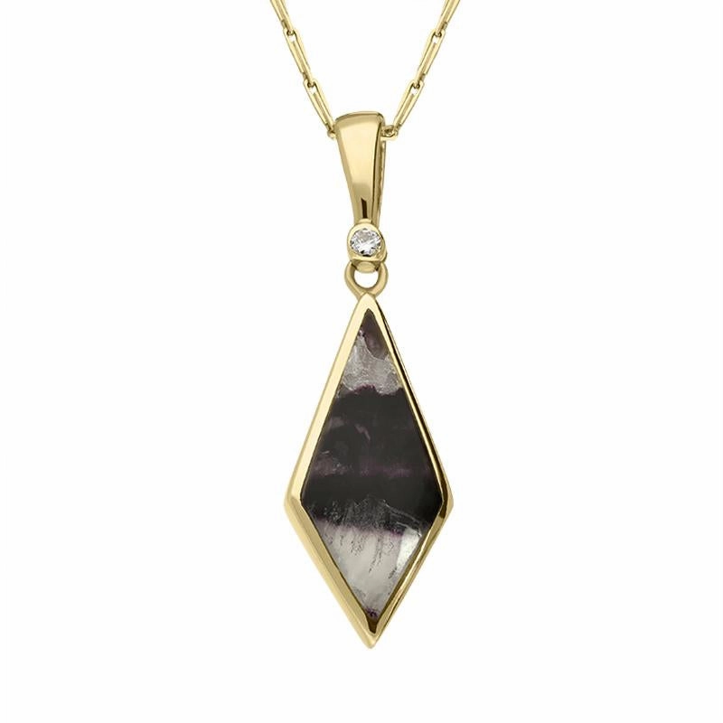18ct Yellow Gold Blue John Diamond Shaped Necklace