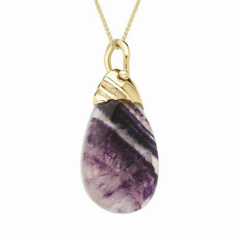 18ct Yellow Gold Blue John Egg Shaped Necklace