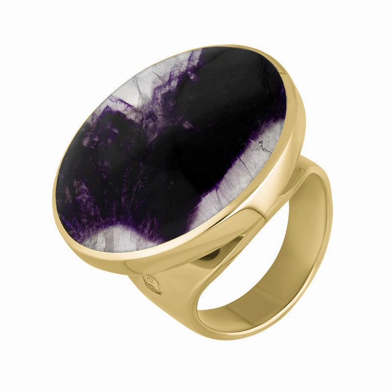18ct Yellow Gold Blue John Hallmark Medium Round Ring