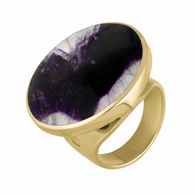 18ct Yellow Gold Blue John Hallmark Medium Round Ring