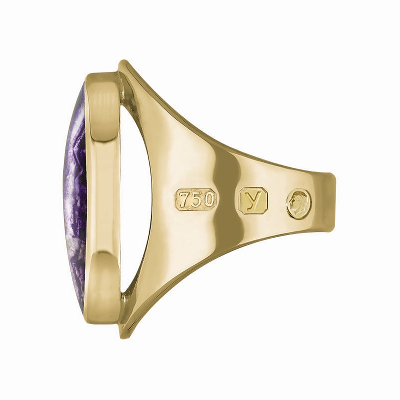 18ct Yellow Gold Blue John King's Coronation Hallmark Medium Oval Ring D