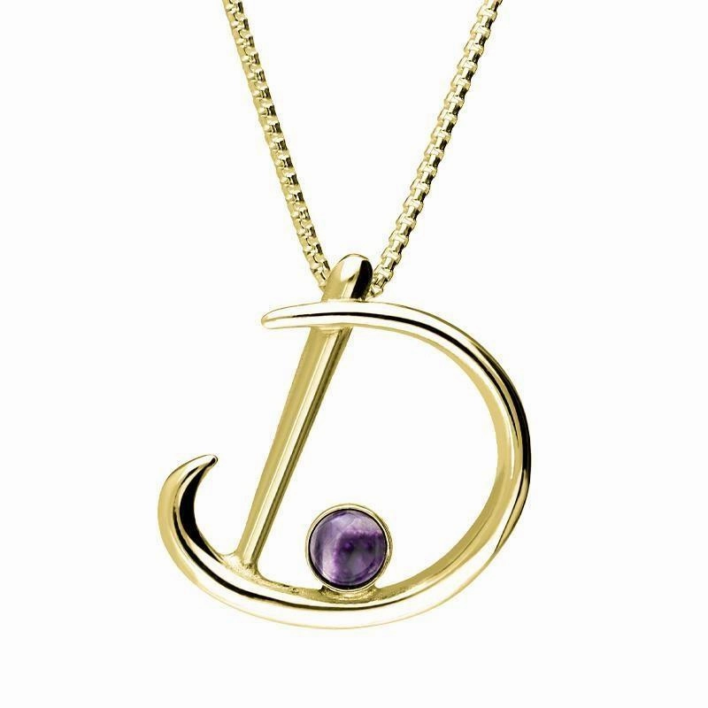 18ct Yellow Gold Blue John Love Letters Initial D Necklace