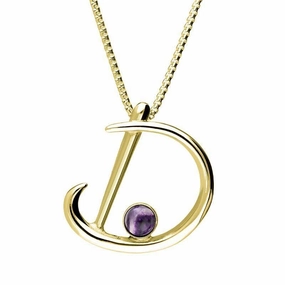 18ct Yellow Gold Blue John Love Letters Initial D Necklace