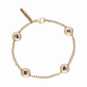18ct Yellow Gold Blue John Oval Heart Detail Four Stone Bracelet