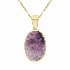 18ct Yellow Gold Blue John Oval Necklace