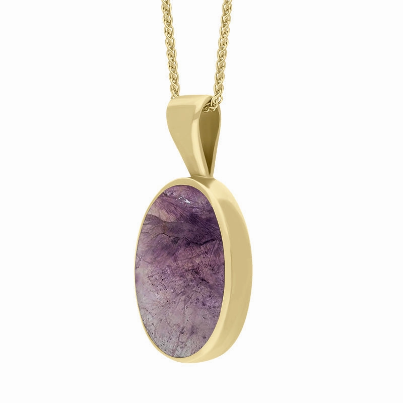 18ct Yellow Gold Blue John Oval Necklace
