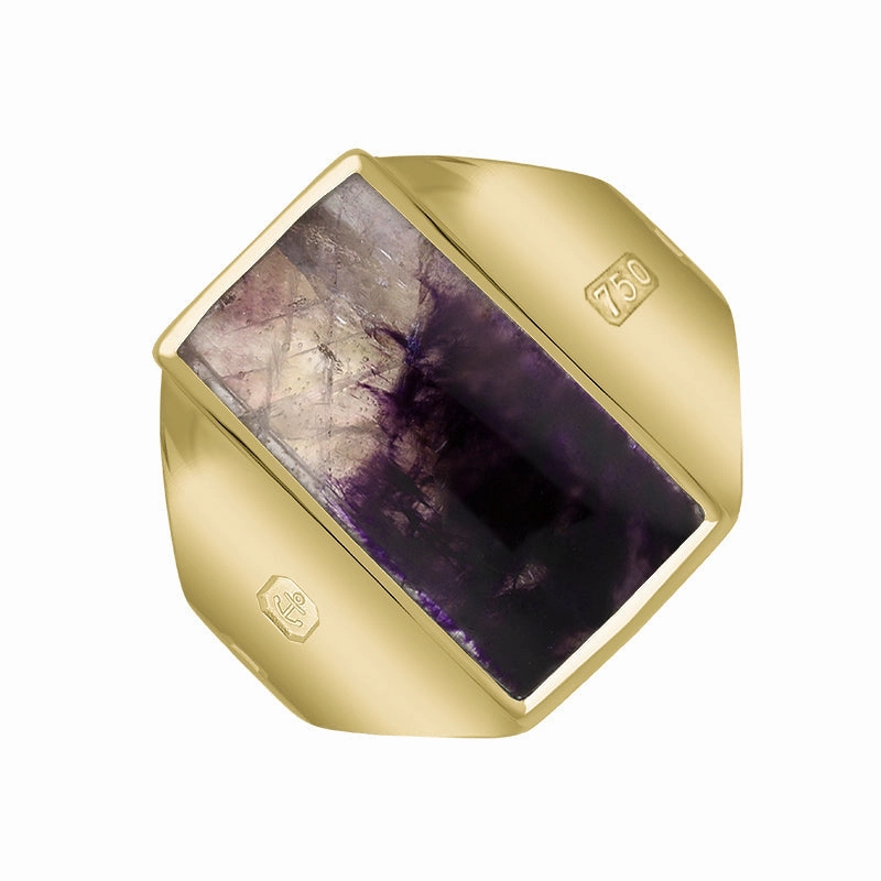 18ct Yellow Gold Blue John Queen's Jubilee Hallmark Small Oblong Ring D