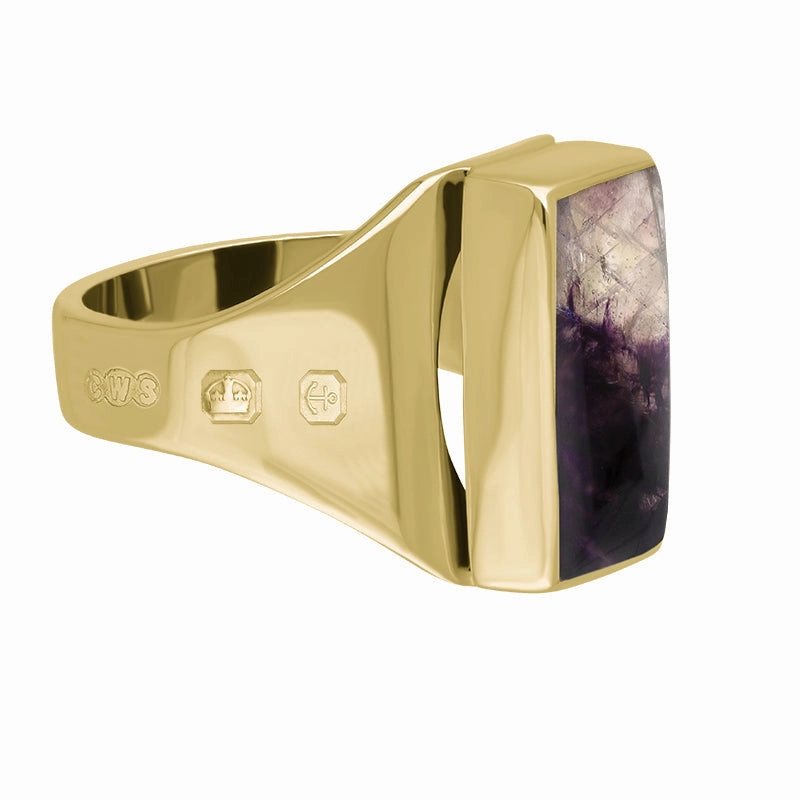 18ct Yellow Gold Blue John Queen's Jubilee Hallmark Small Oblong Ring D