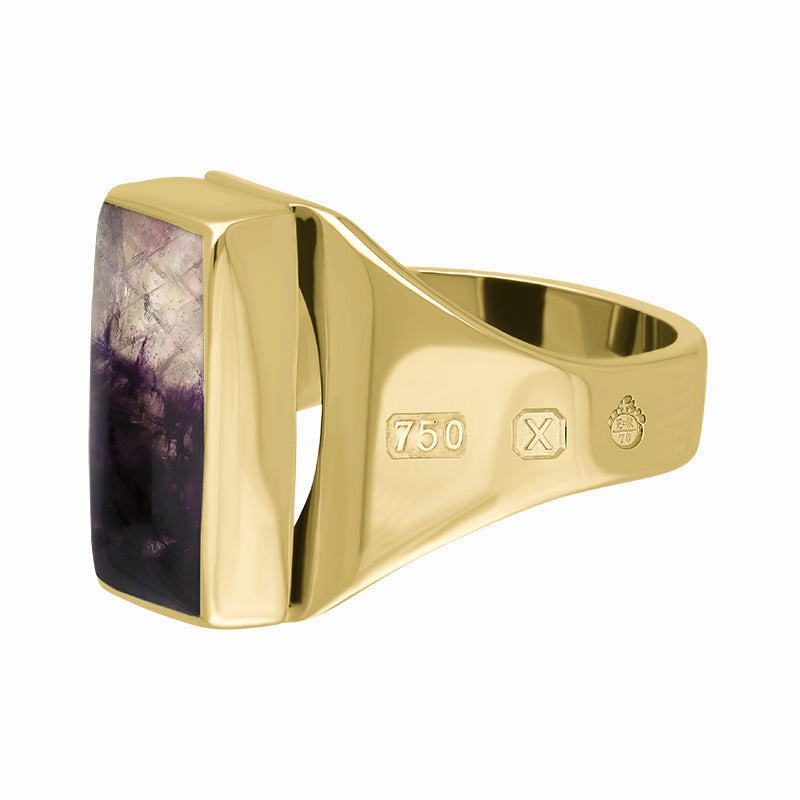 18ct Yellow Gold Blue John Queen's Jubilee Hallmark Small Oblong Ring D