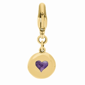 18ct Yellow Gold Blue John Round Shaped Heart Clip Charm