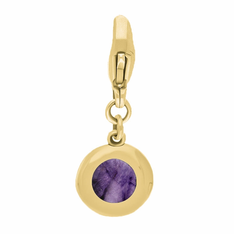 18ct Yellow Gold Blue John Round Shaped Heart Clip Charm