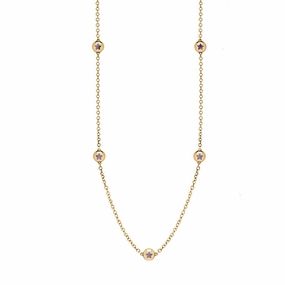 18ct Yellow Gold Blue John Star Link Disc Chain Necklace