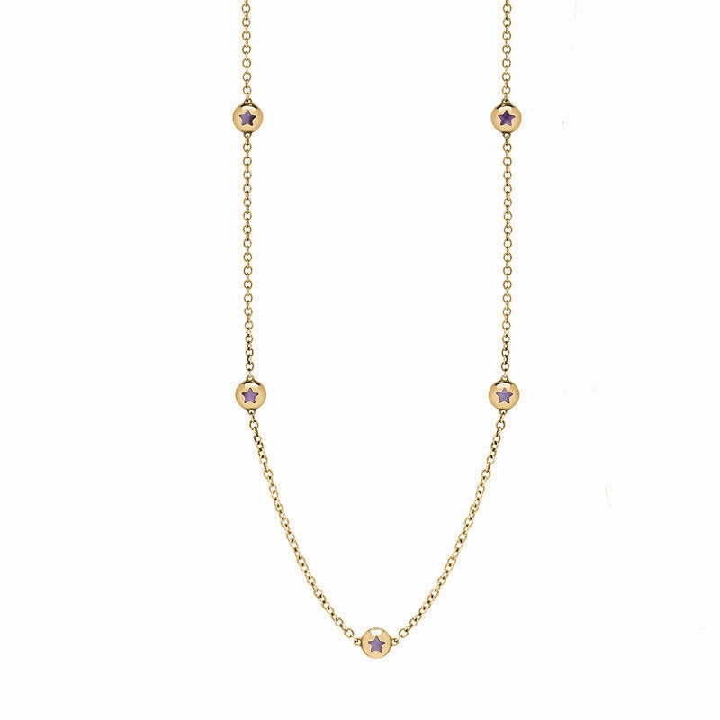 18ct Yellow Gold Blue John Star Link Disc Chain Necklace
