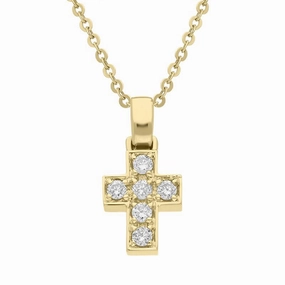18ct Yellow Gold Diamond Cross Necklace D