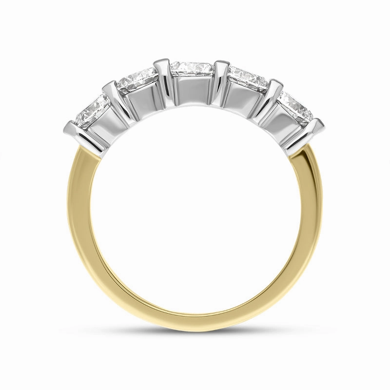 18ct Yellow Gold Diamond Five Stone Bar Set Half Eternity Ring