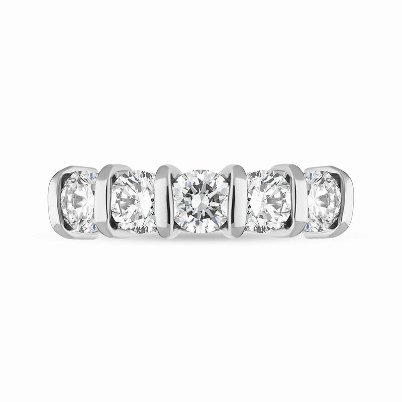 18ct Yellow Gold Diamond Five Stone Bar Set Half Eternity Ring