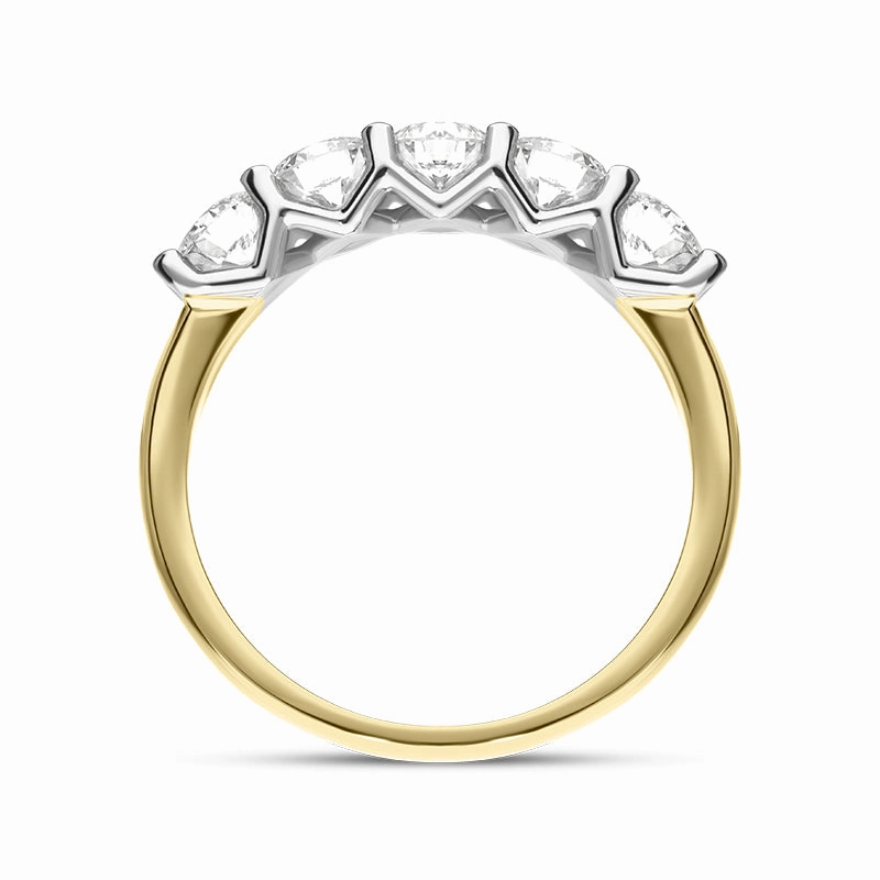 18ct Yellow Gold Diamond Five Stone Half Eternity Ring