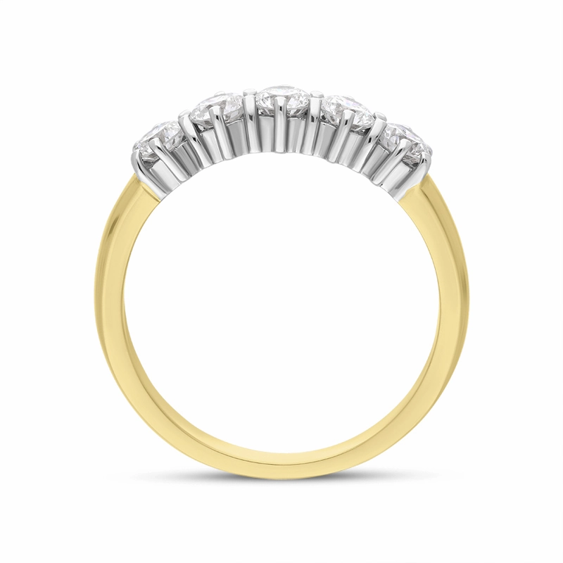 18ct Yellow Gold Diamond Five Stone Half Eternity Ring