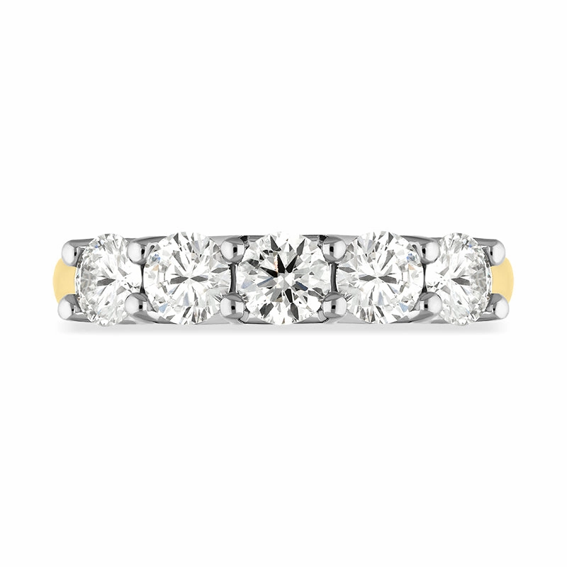 18ct Yellow Gold Diamond Five Stone Half Eternity Ring