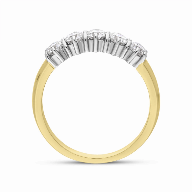 18ct Yellow Gold Diamond Five Stone Half Eternity Ring