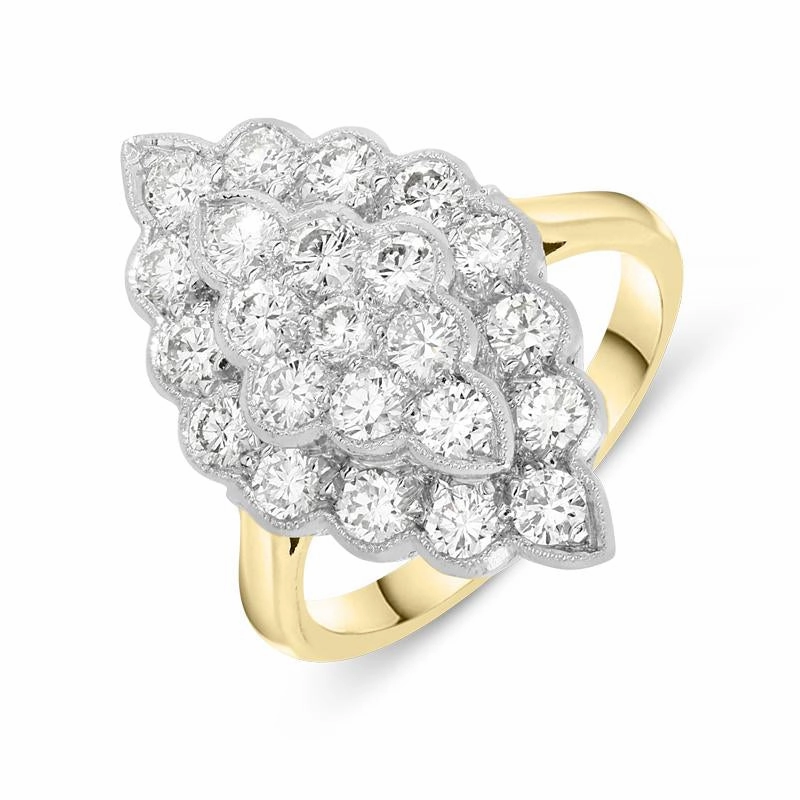 18ct Yellow Gold Diamond Honeycomb Cluster Ring