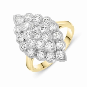 18ct Yellow Gold Diamond Honeycomb Cluster Ring