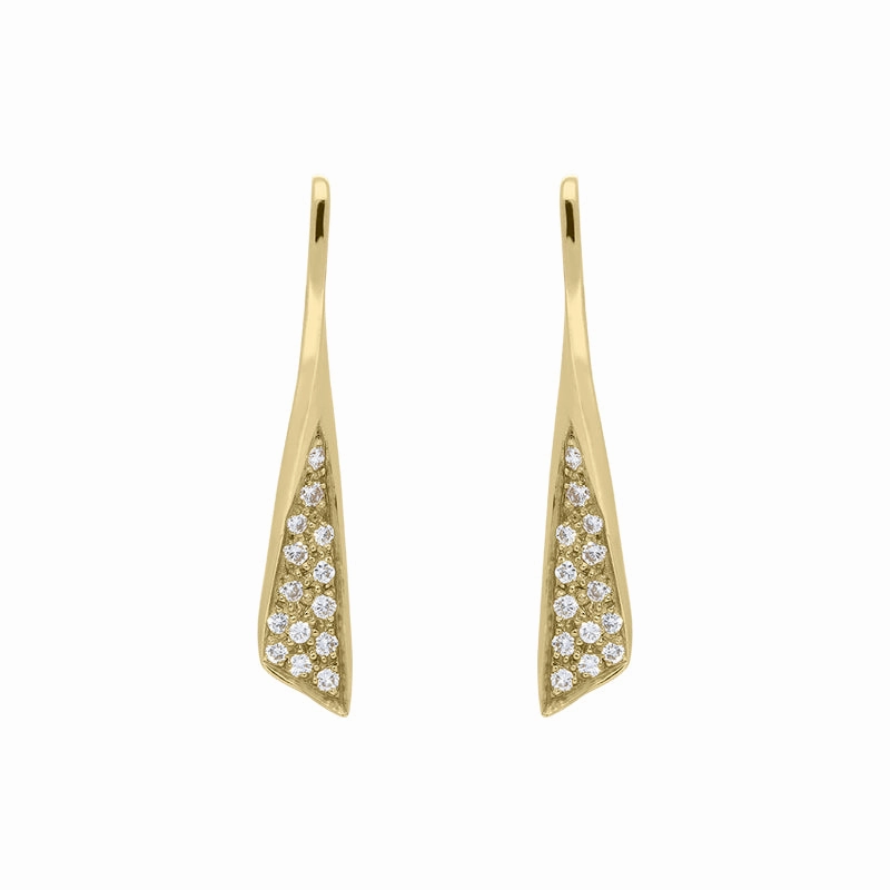 18ct Yellow Gold Diamond Pave Set Drop Earrings