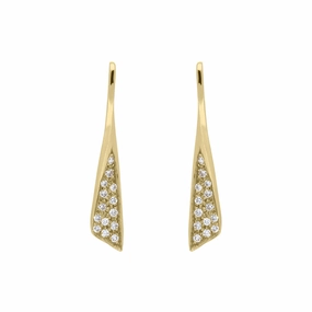 18ct Yellow Gold Diamond Pave Set Drop Earrings